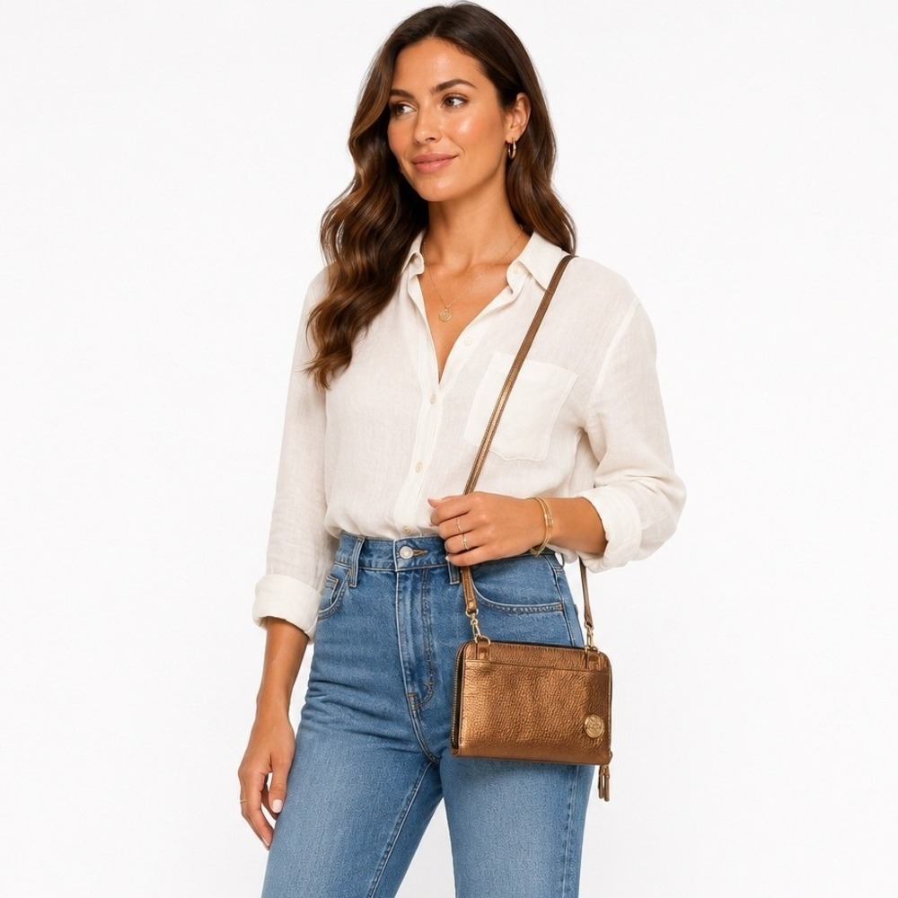 Vince Camuto Women's Leather Mini Chic Style Trendy Crossbody Bag Gold One Size